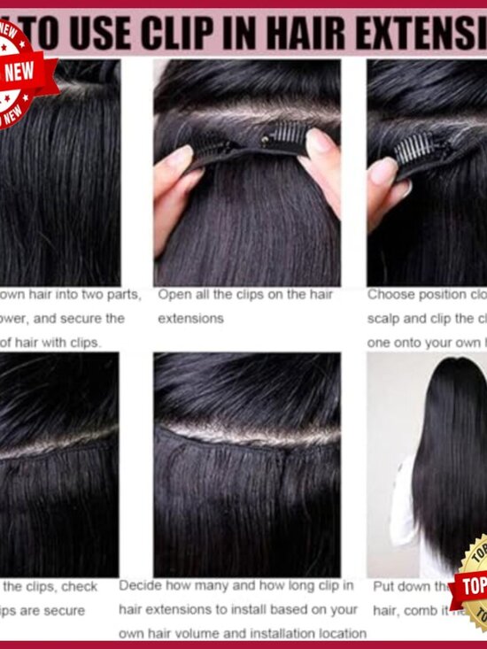 Straight Clip-In Human Hair Extensions 120g 22in 8pc Double Weft